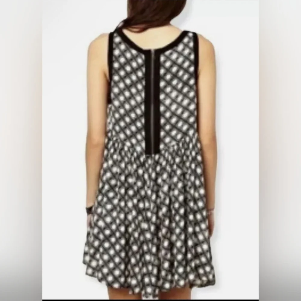 Free People Black White Sleeveless Molly Dot Swing Tunic Mini Dress